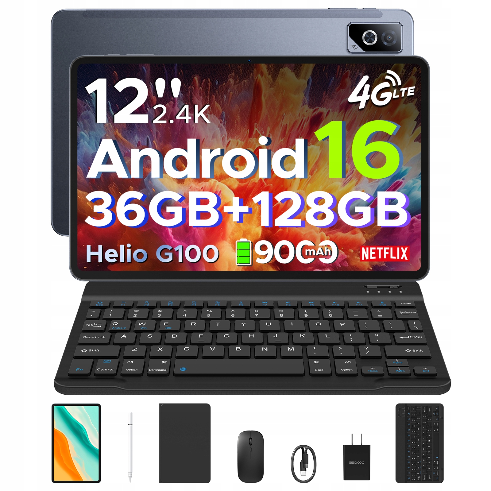 Doogee TABG6PRO-V Tablet 12"Android16 2.4K 36+128GB 4G Lte 9000mAh Keyb/pen