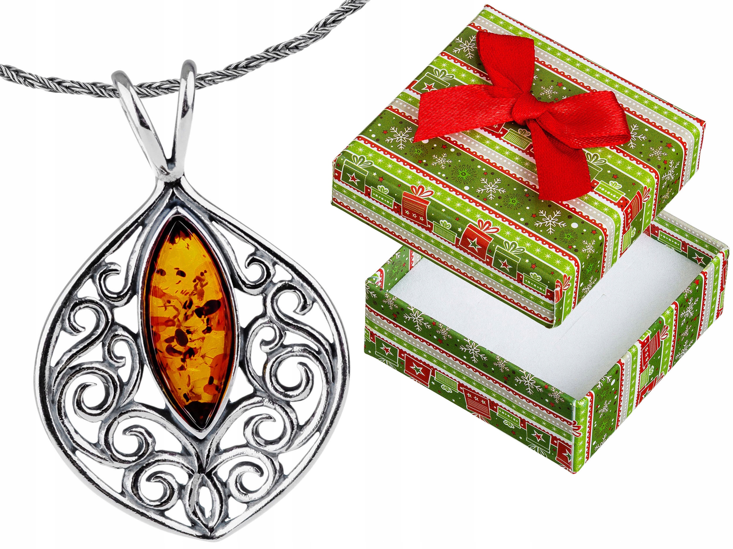 Dlouhý stříbrný oxidovaný dámský vintage náhrdelník s jantarem 65