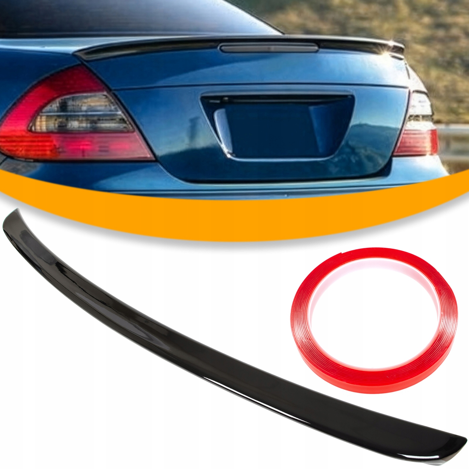 Mercedes W211 02-08 Spoiler Lotka na klapku Černá Lesk Amg Style s Abs