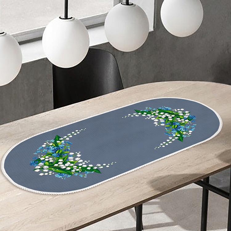 Křížková výšivka Vyšívací sada Oválný běhoun Jarní květiny