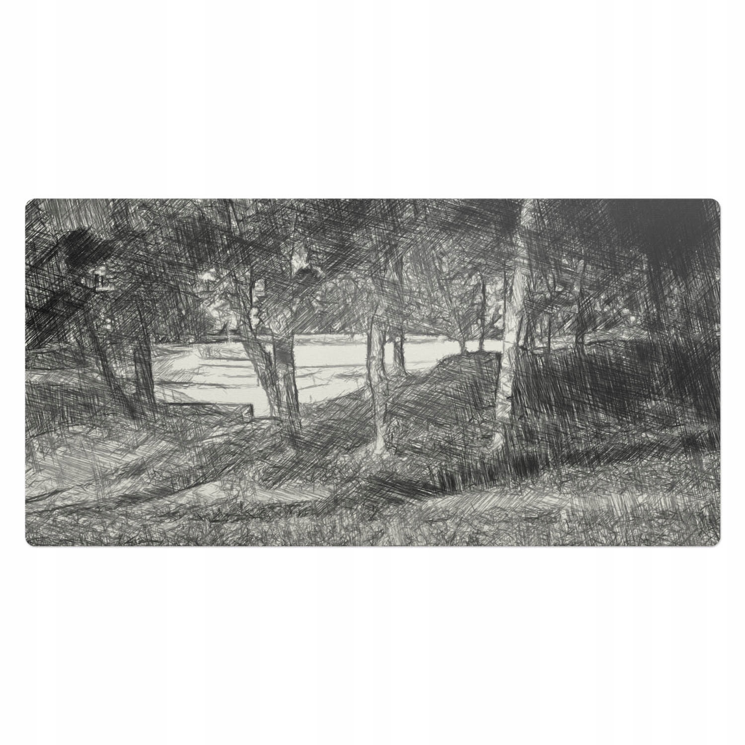 Podložka na psací stůl s potiskem Skicová vize lesních prostor 100 x 50 cm