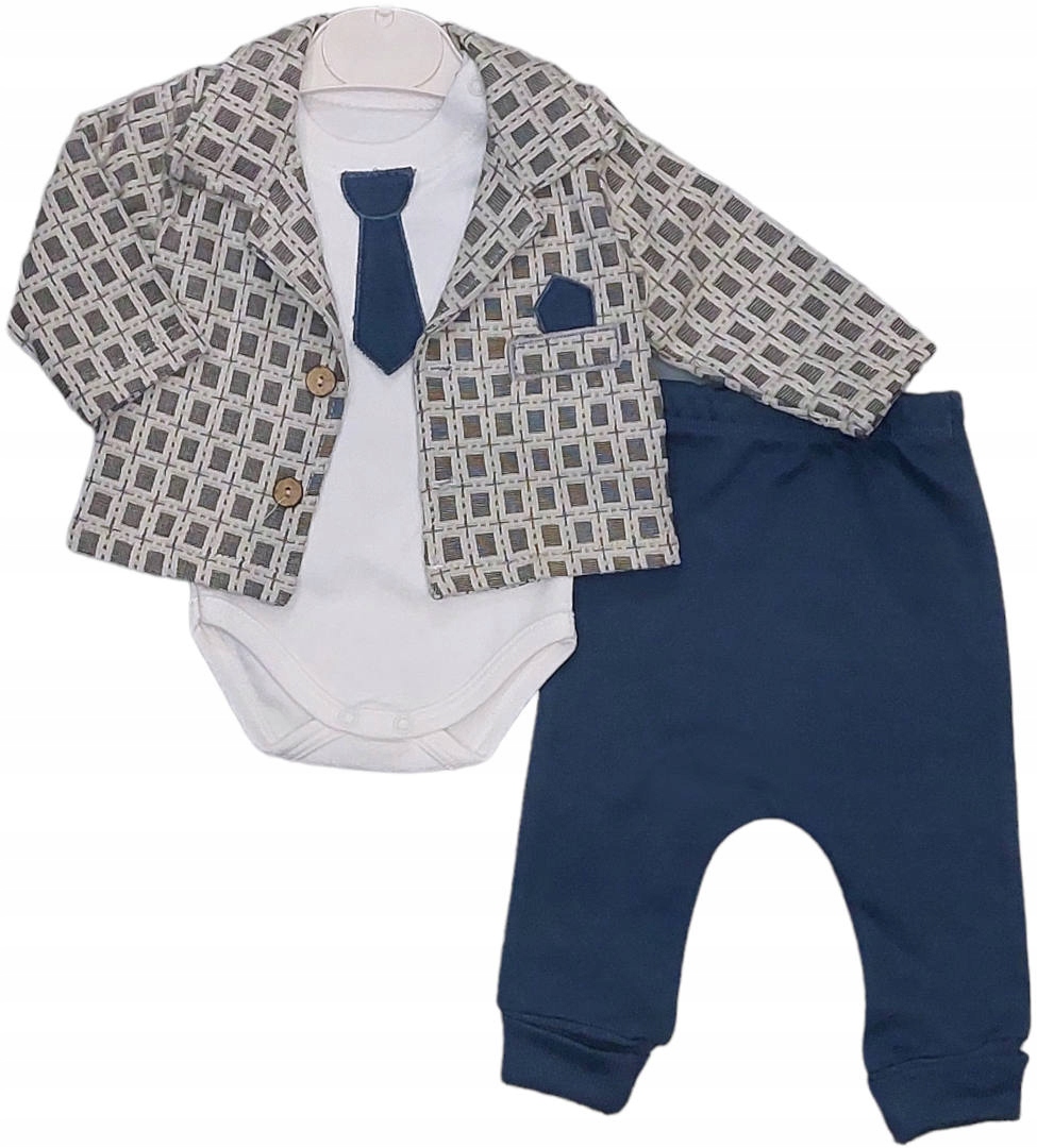 

Komplet Wizytowy body z krawatem spodnie bluza 68