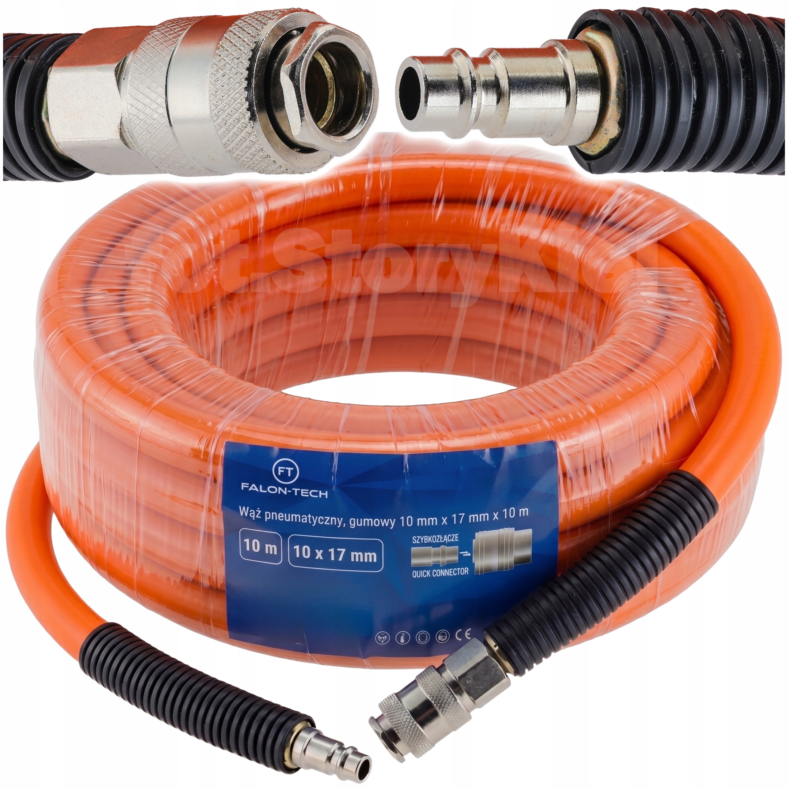 Wąż Przewód Pneumatyczny Gumowy 10m 10x17 mm Elastyczny Do Kompresora 20BAR