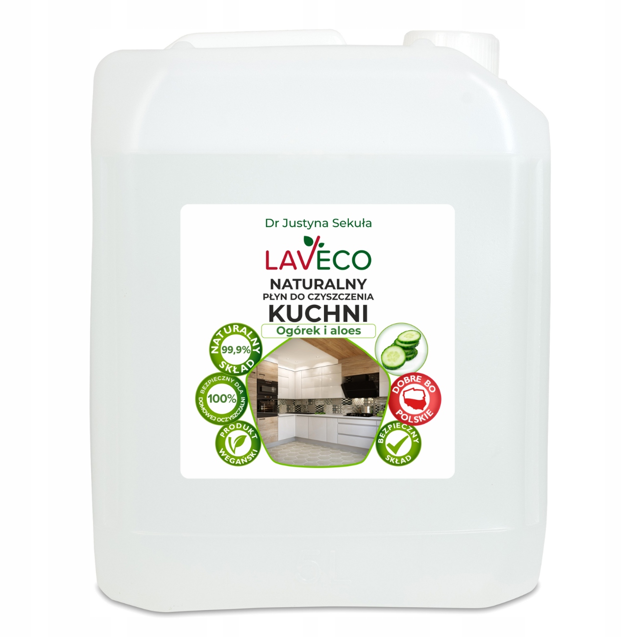 Levně Laveco Přírodní kuchyňský tekutý Okurka a Aloe bez škodlivých chemikálií 5 l