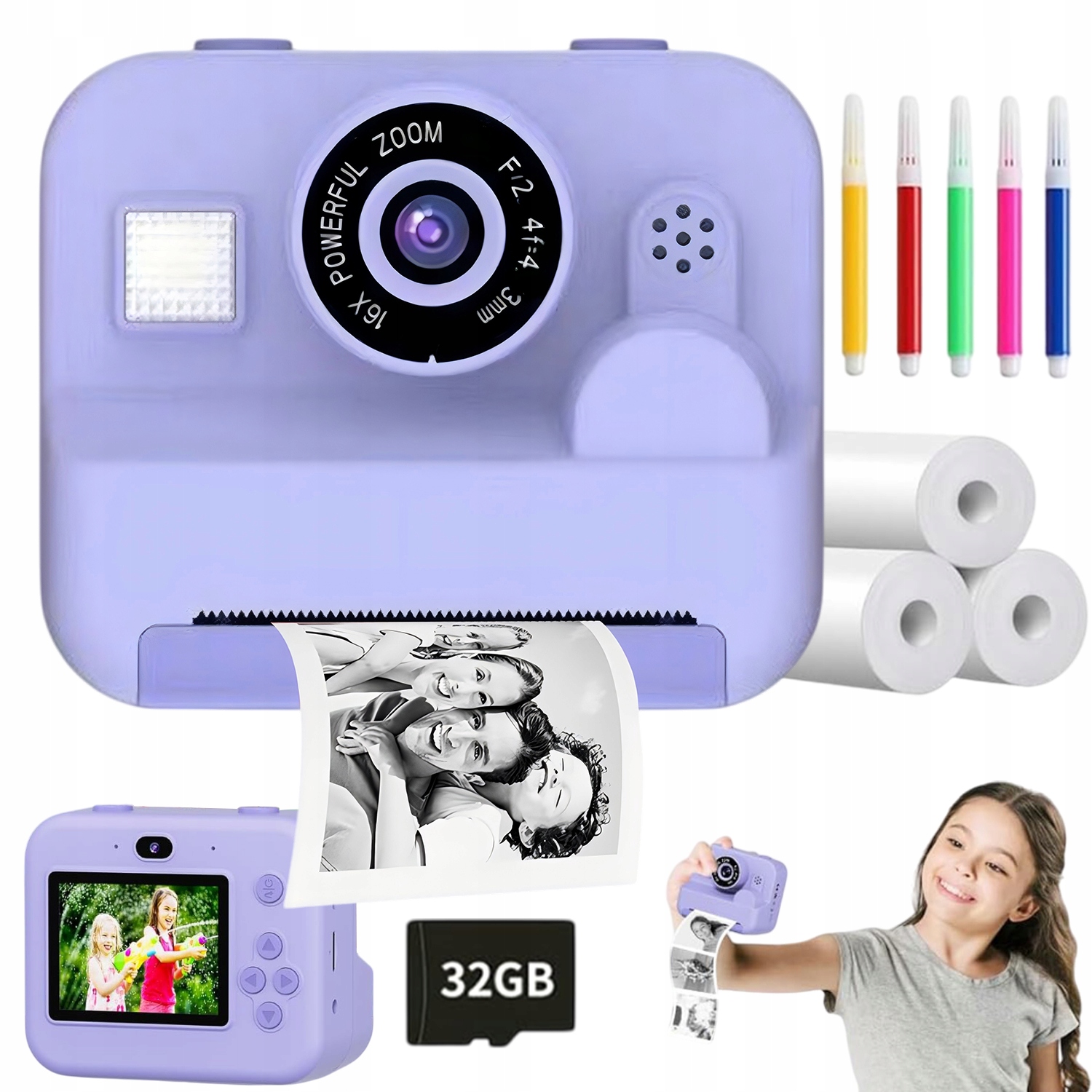 Okamžitá Kamera S Funkcí Selfie A 32GB Kartou S 16X Zoomem