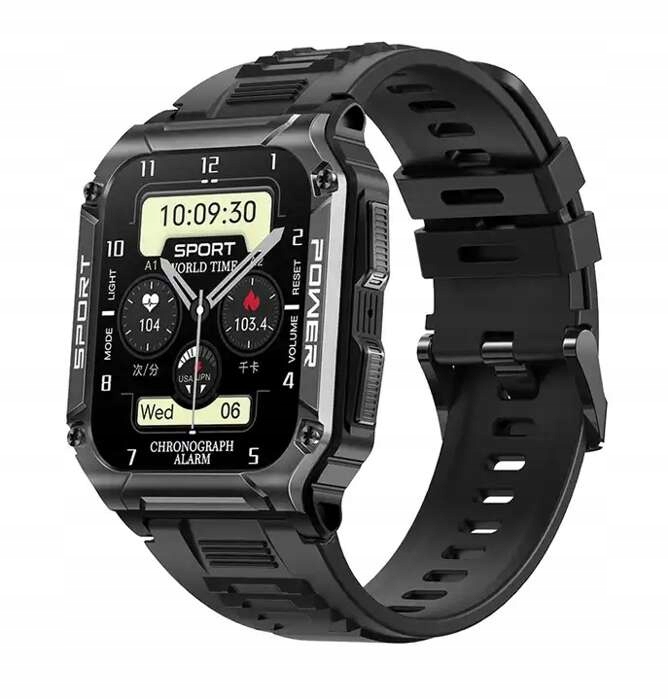 SMARTWATCH ZEGAREK SPORTOWY MILITARNY MĘSKI ROZMOWY KARDIOWATCH MENU PL