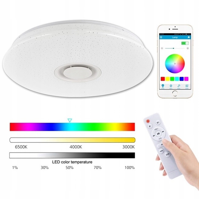 LAMPA PLAFON LED RGB 72W GŁOŚNIK BLUETOOTH+PILOT Kod producenta 72W RGB, GŁOŚNIK