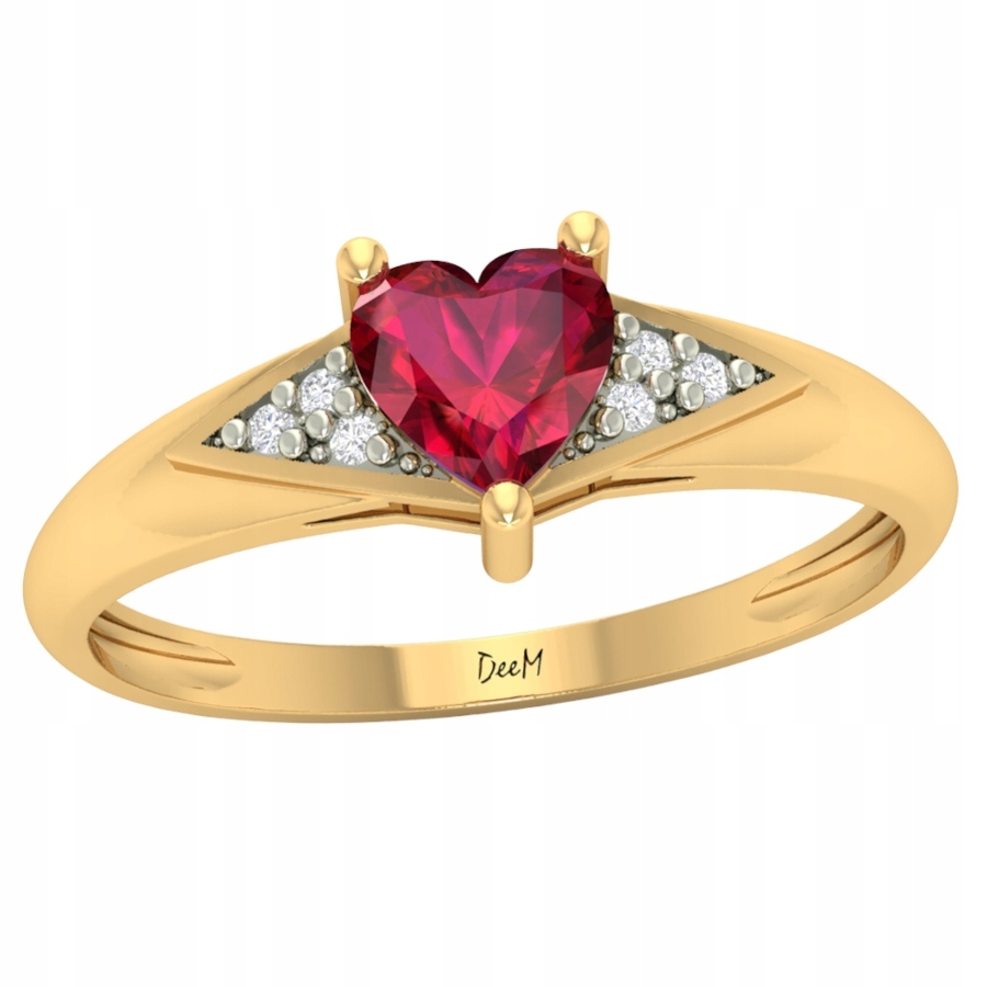 Zlatý Prstýnek S Rubínem Srdce Ze Zlata Ryzosti 585 Srdíčko