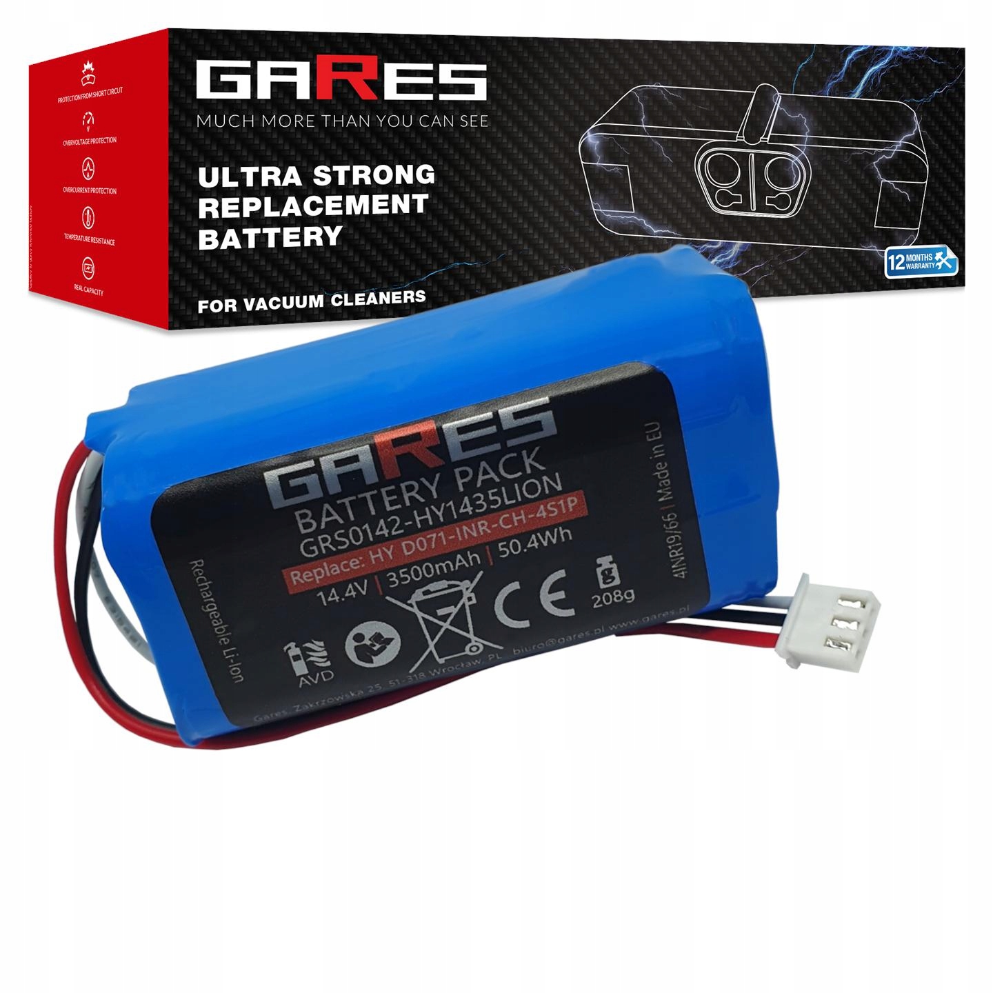 Akumulátor Gares pro Midea M4 V-tac Vt Panda X7 14,4V 3,5Ah