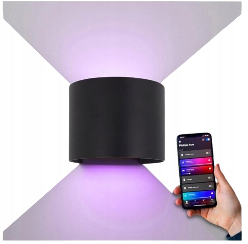 Led nástenné svietidlo Rgb hore a dole 6W 2200-6500K IP65 Čierne Wdr