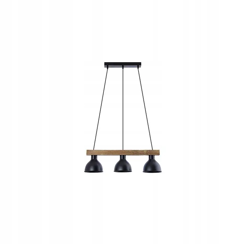 Podélná dřevěná loftová lampa s malými stínidly E27 pro jídelnu nad stolem