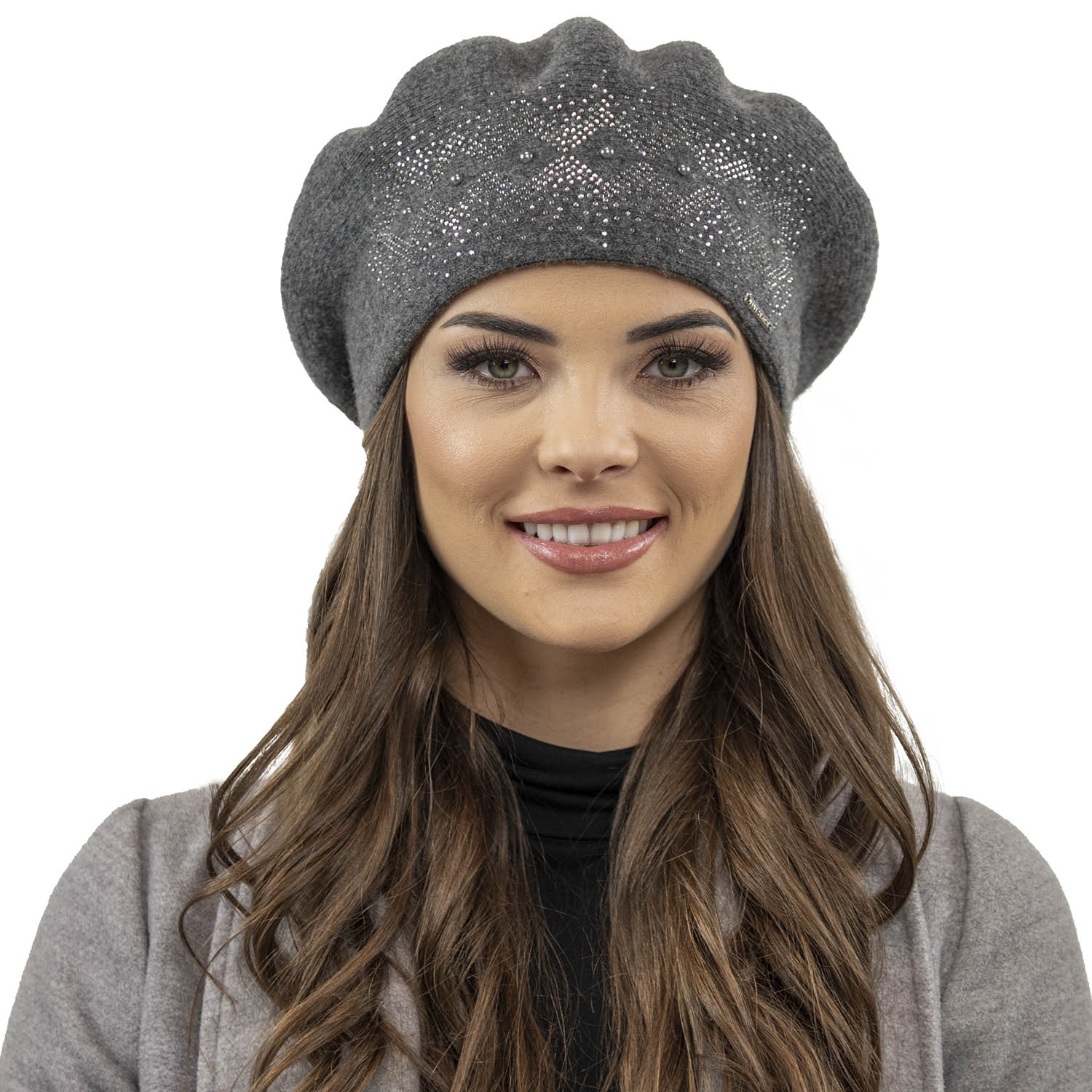 Elegantní dámský teplý tmavě šedý Beret Vivisence 7050