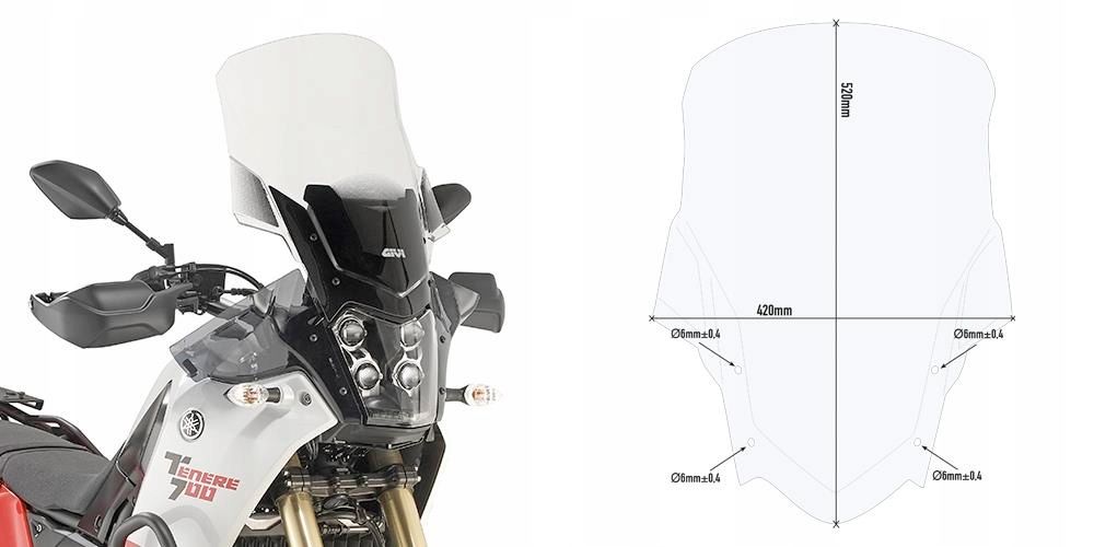 Sklo Givi priehľadné 52 x 42 cm (h x Š) Yamaha Ténéré 700 (19)