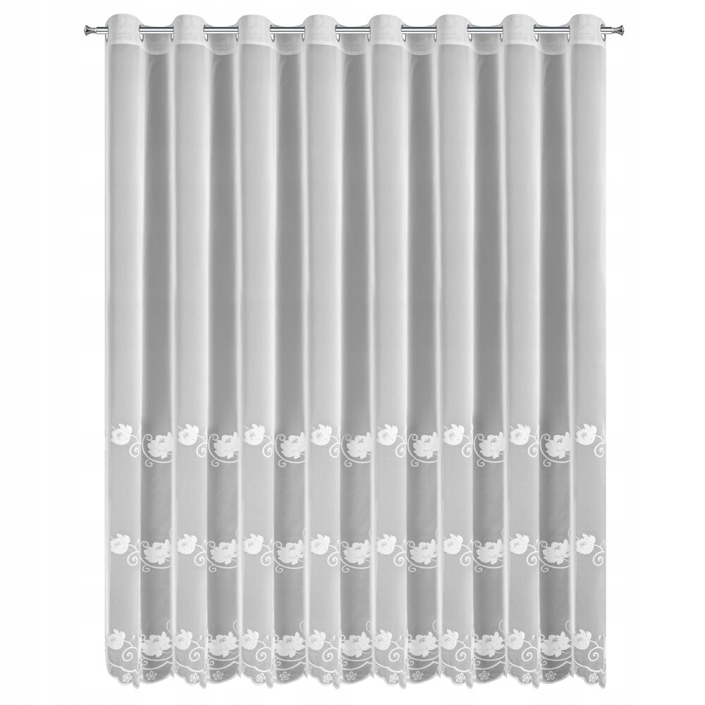 Hotová záclona na průchodkách Leti 350x260 Eurofirany bílá s výšivkou ze síťoviny