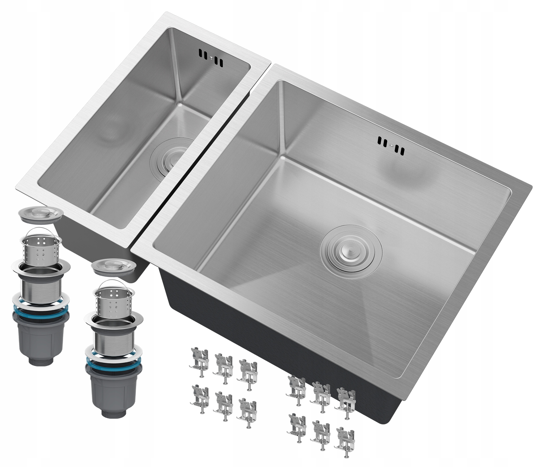 Oceľový Drez, Sada Pol A Pol Komory, 2 Ks BARI2249