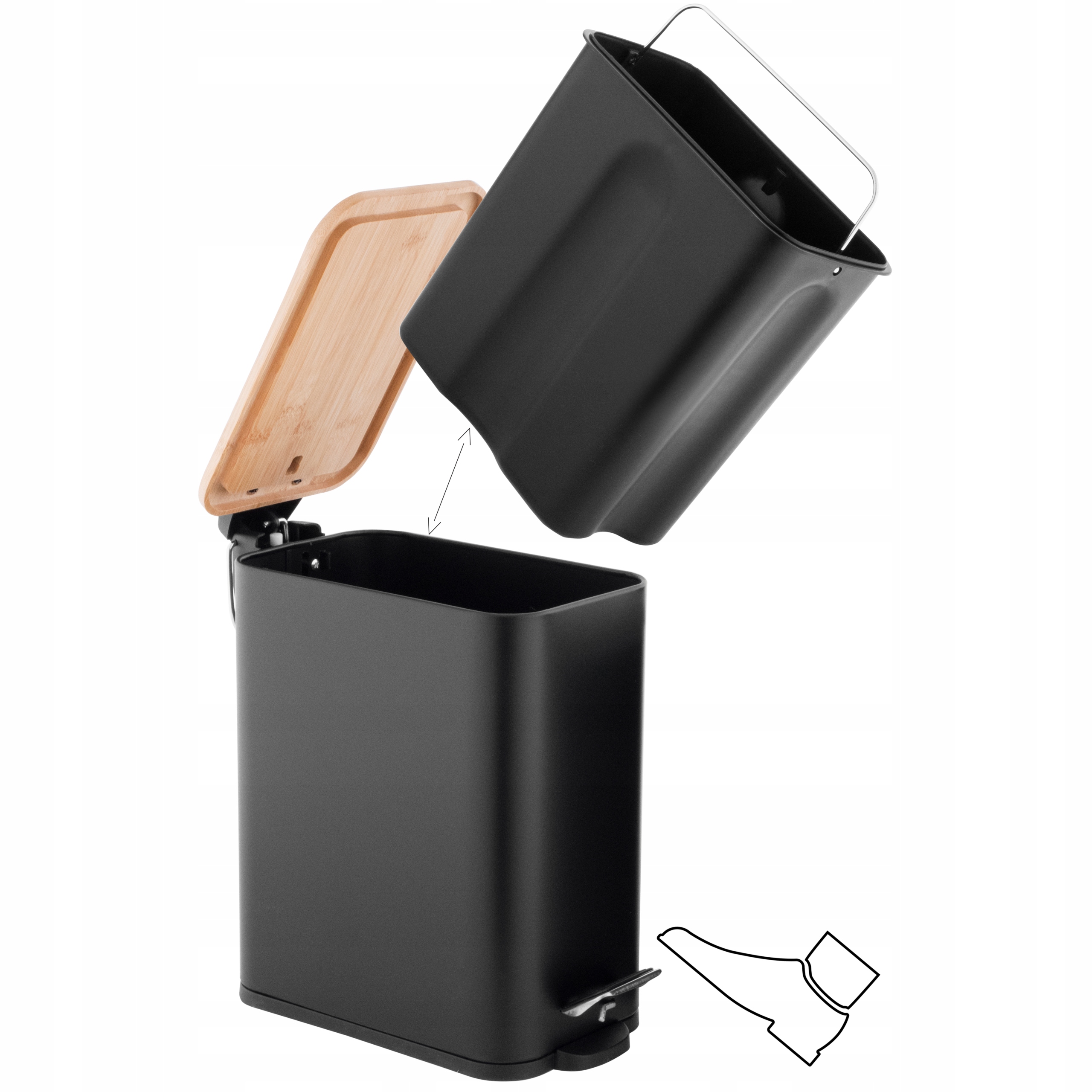 Kosz na śmieci łazienkowy wolno opadajaca pokrywa mały czarny śmietnik YOKA Kod producenta CH.MOBY-5-BLK