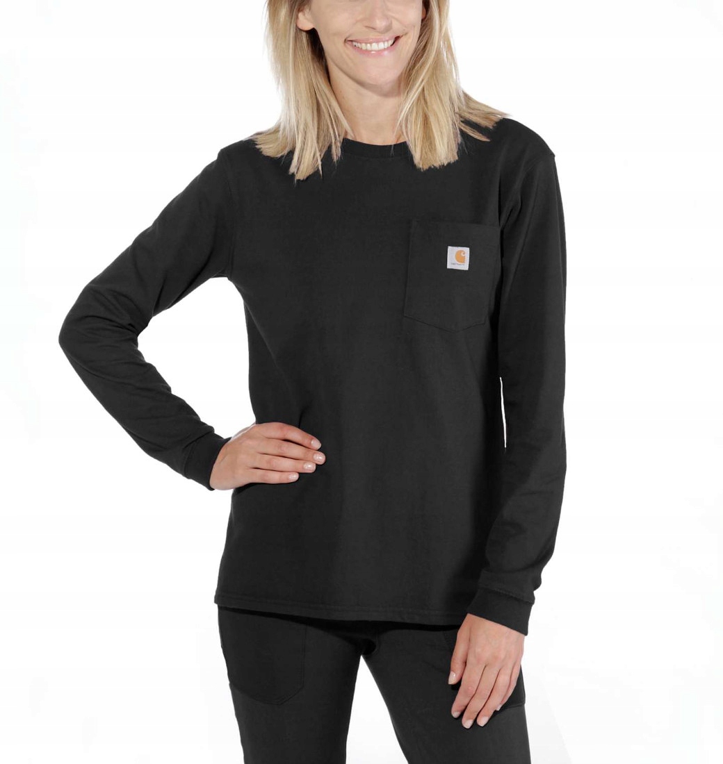 Tričko Carhartt WK126 Workwear Pocket L/s Black