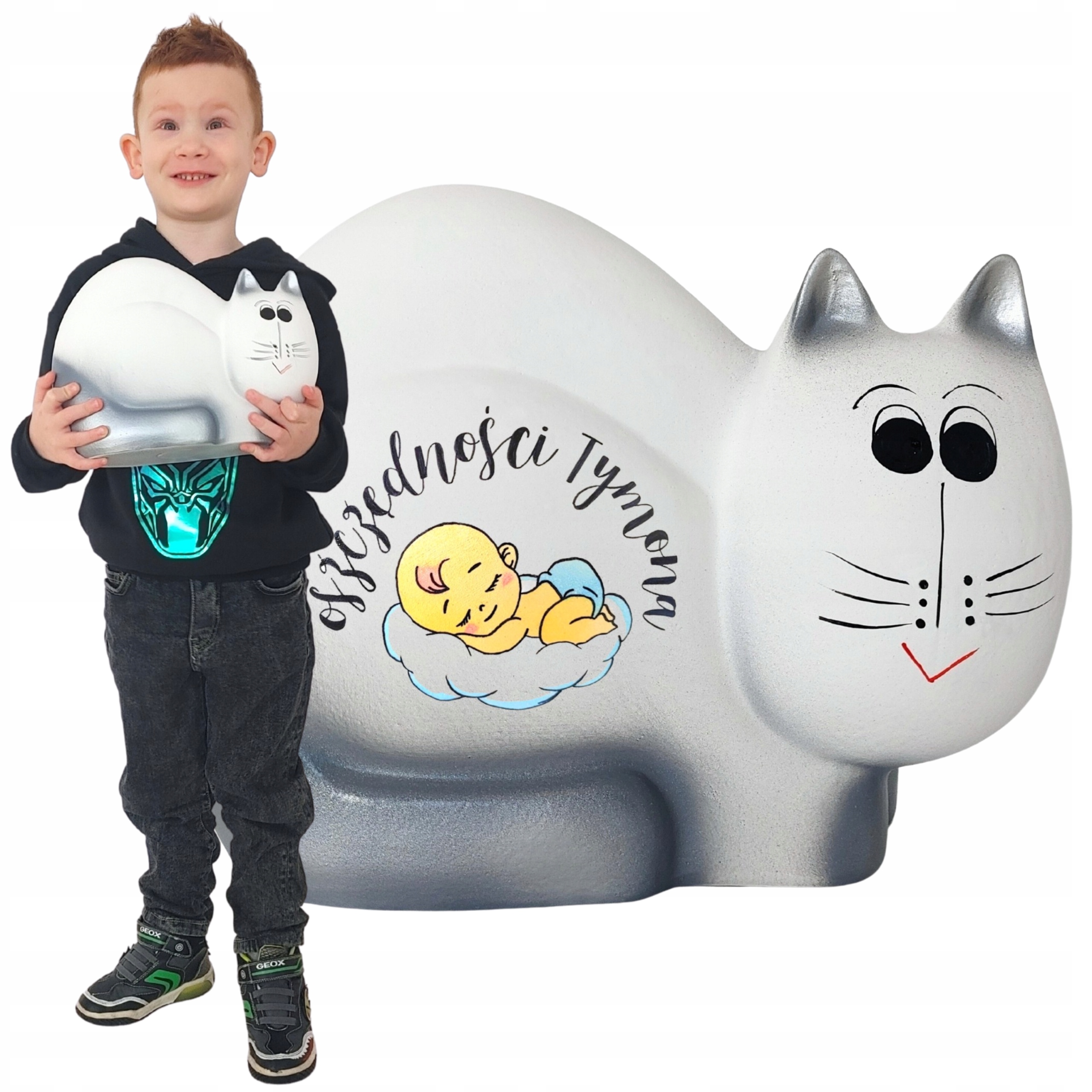 Velká Pokladnička Kočka Jménem S Nápisem Textem Grafikou Personalizovaná XXL