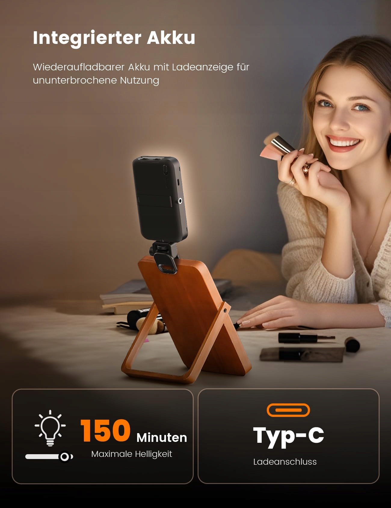 ANXRE Lampa Selfie LED Z Dyfuzorem Do Telefonu i Laptopa — miniatura 6