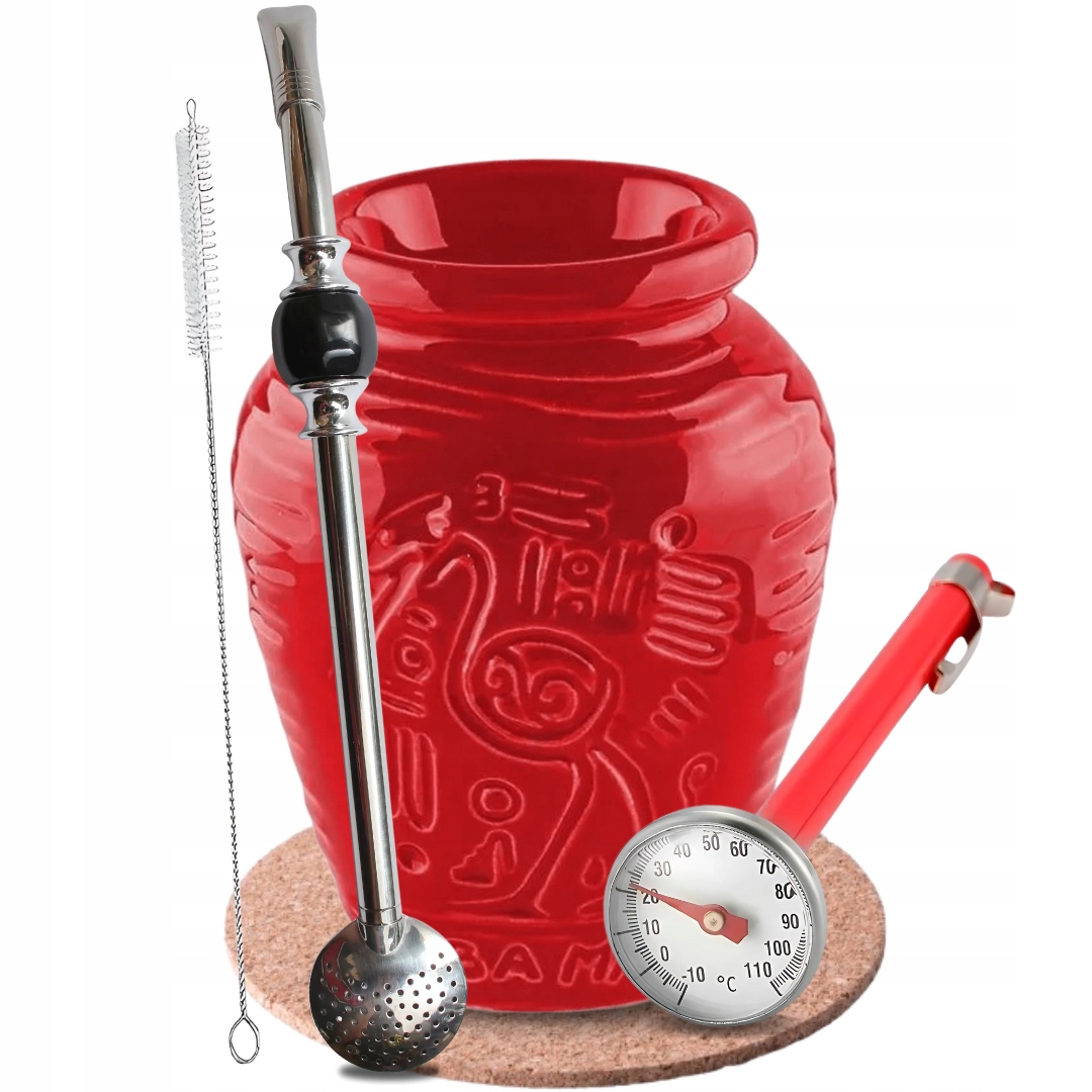 Levně Startovací Sada pro Yerba Mate Matero Aztek Hrnek červený příslušenství