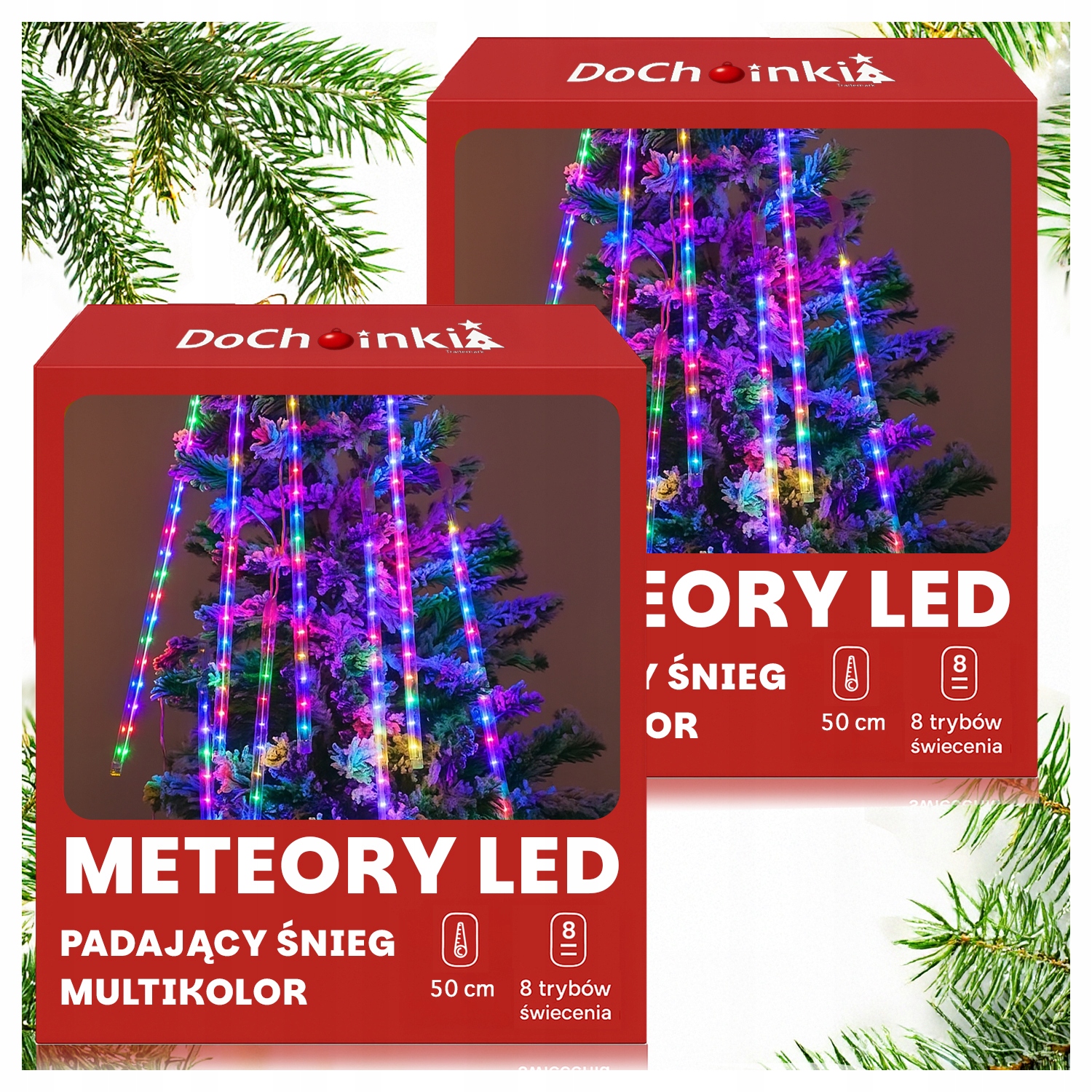 2 x Led Meteory 8x50CM Efekt Padání Sněhu Rampouchy Multikolor
