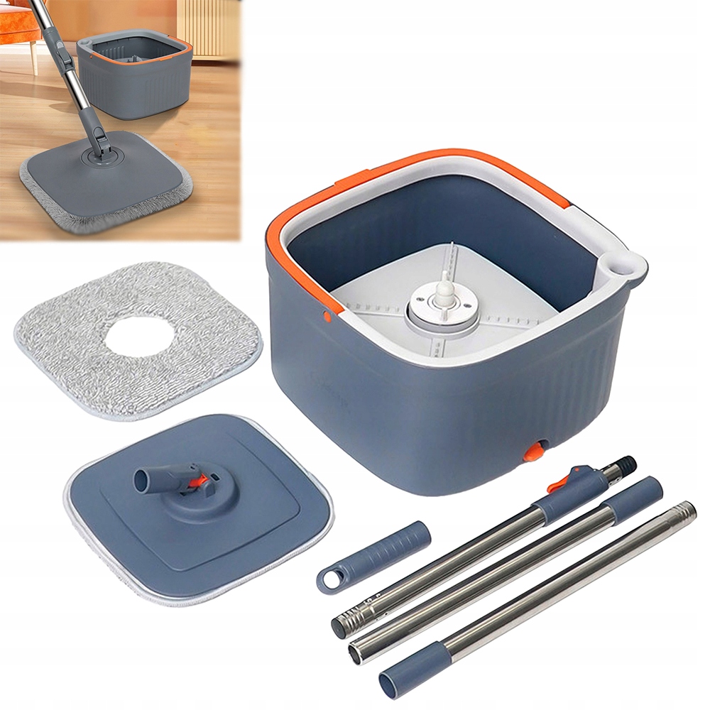 Levně Rotační Mop 360 Turbo 3V1, Návleky Z Mikrovlákna, Kbelík 120 CM