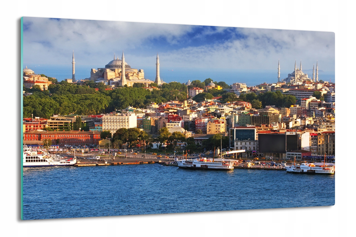 

szklana osłona kuchenna 80x52 Miasto rzeka statki