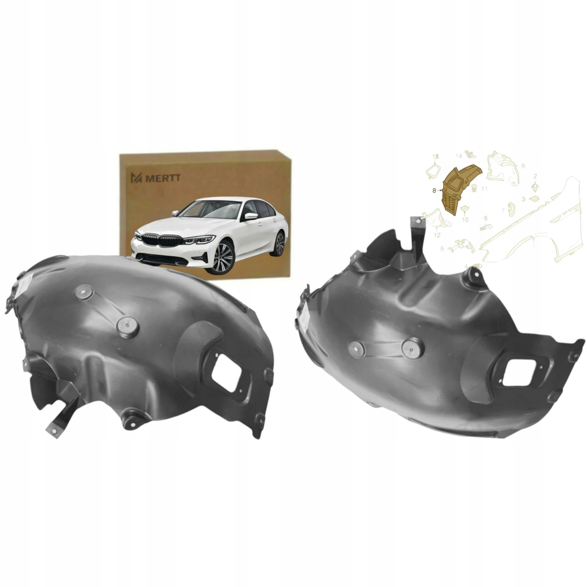 Nadkola přední náprava Pravá Levá přední část Bmw 3 G20 G21 2018- Komplet