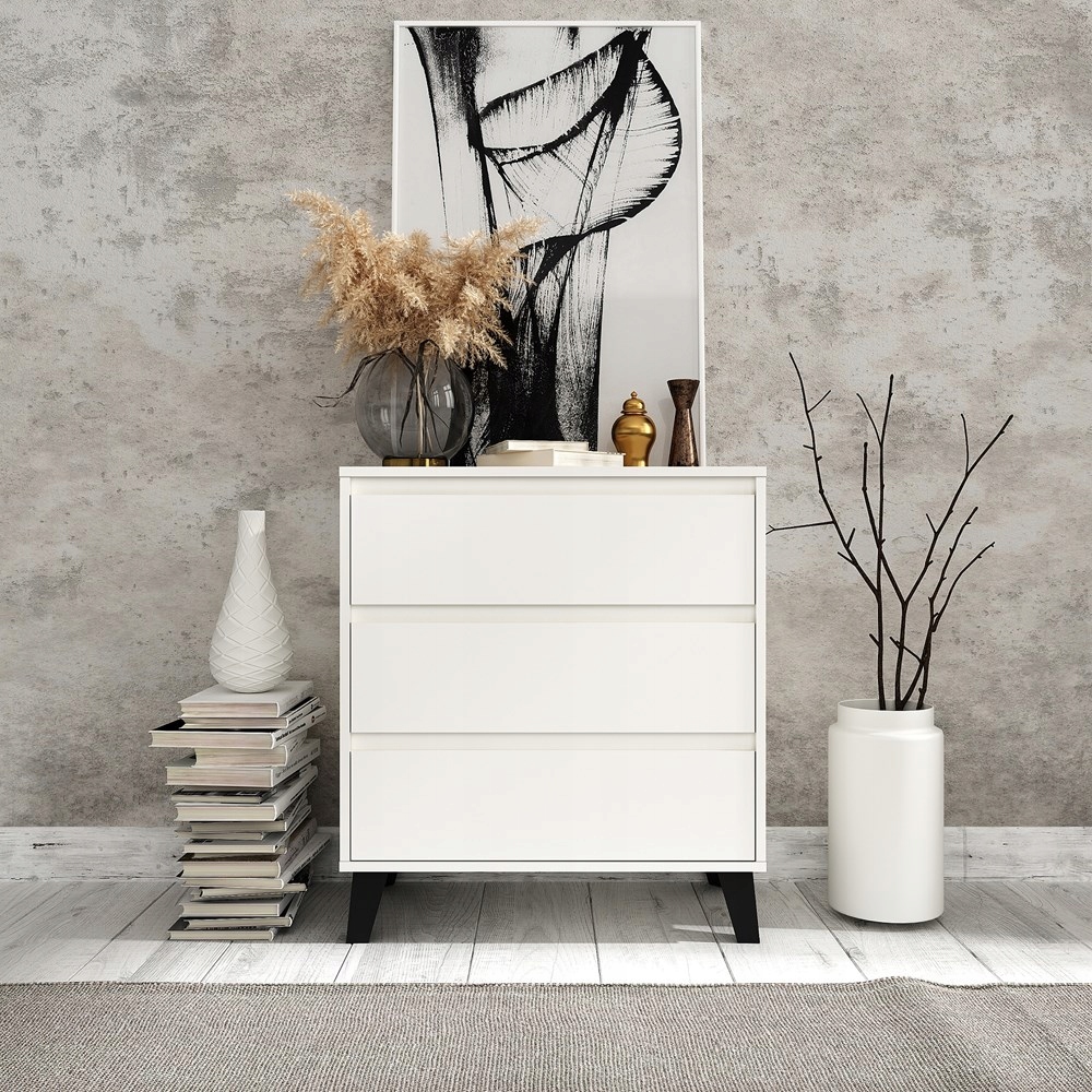 KOMODA NOWOCZESNA 70 cm POJEMNA SZAFKA REGAŁ SZUFLADY MEBLE BIEL MAT Kolor mebla biały