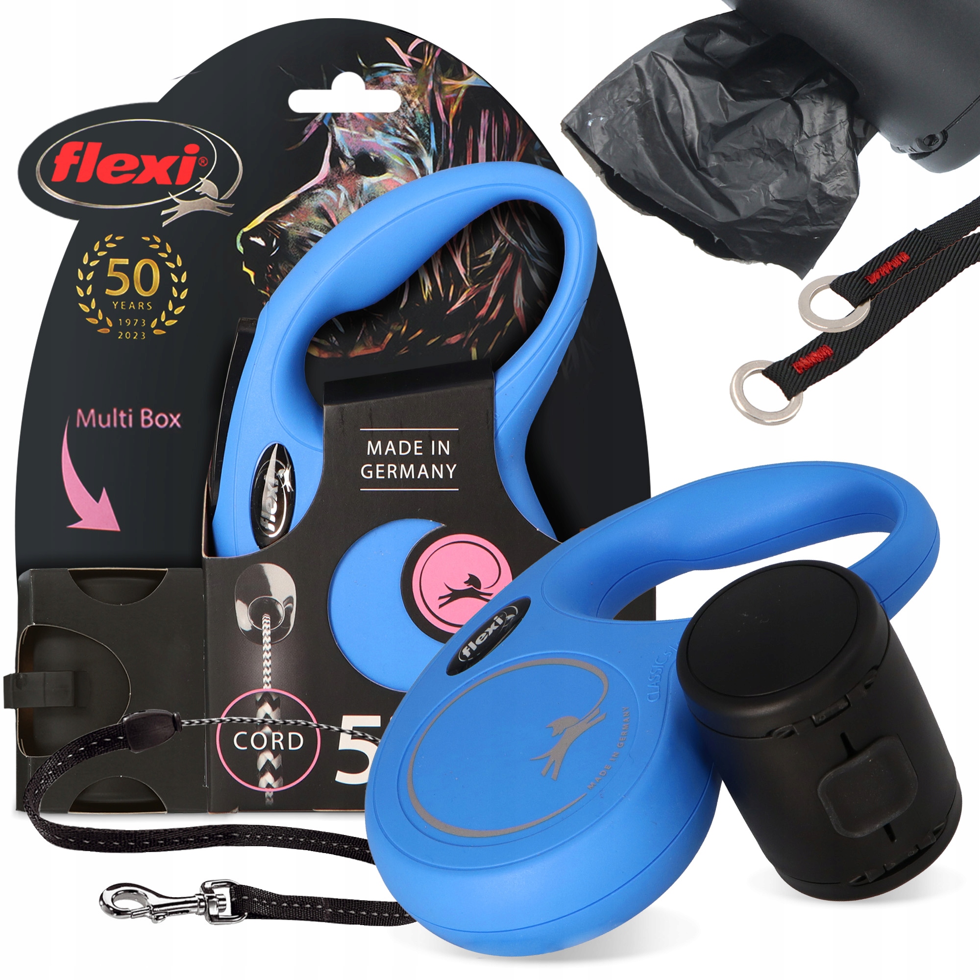 Levně Vodítko Psa Kočka Automatická 12kg Lanko 5 m Nádoba Sáčky na psy Odch 3O