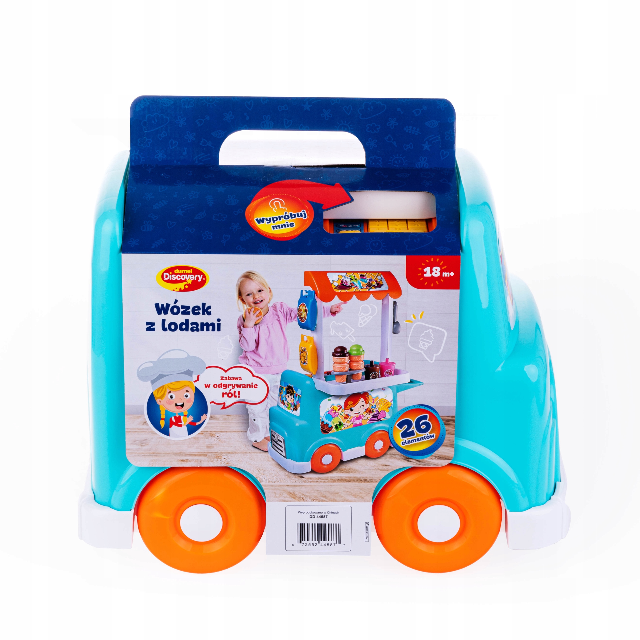 DUMEL WÓZEK Z LODAMI AKCESORIA KASA FOODTRUCK melodie lody 18m+ 44587 Materiał plastik