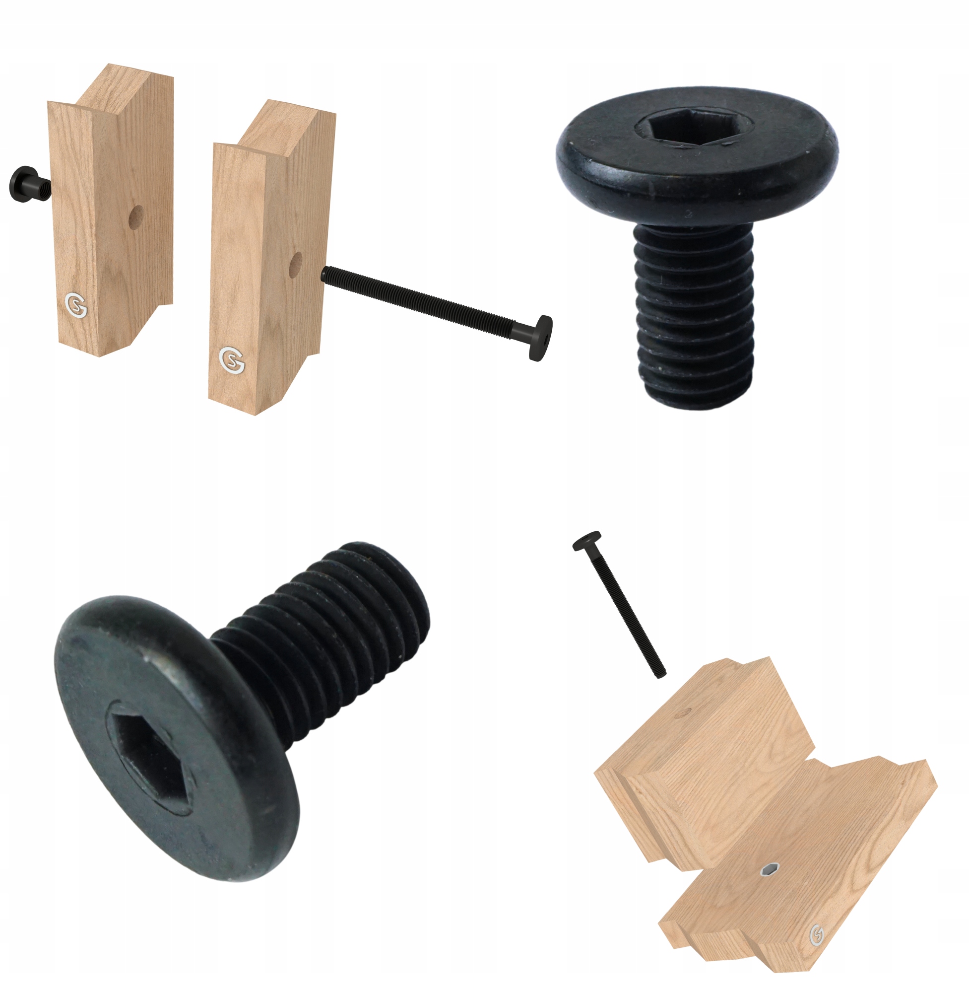 100X wkręt M8 x 15 mm łeb płaski na imbus, śruba meblowa, metryczny czarny Marka Global Service