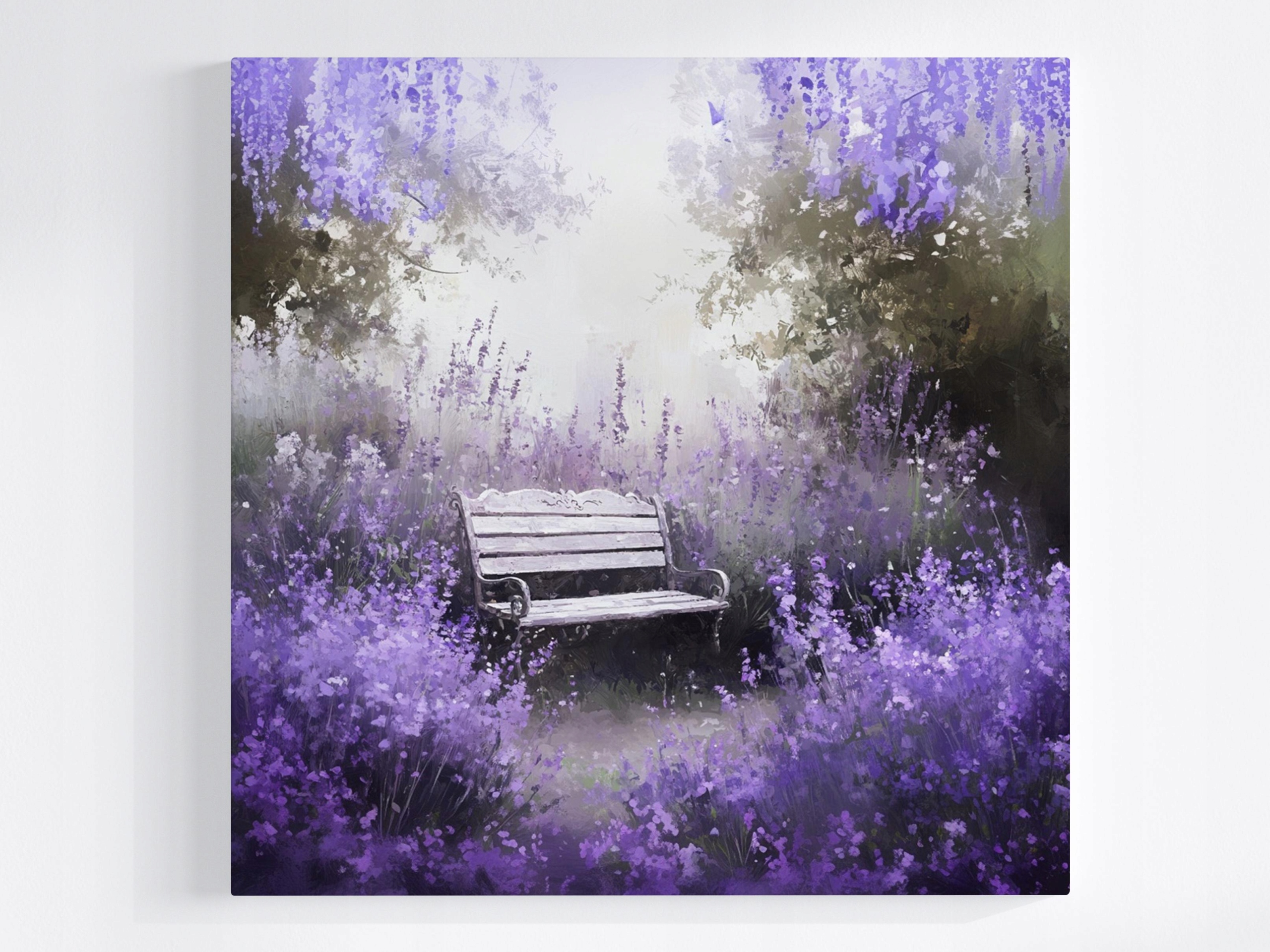 Obraz Na Plátně Canvas Krajina Zahrada Park Levandule Lavička Relaxace Ticho 60x60