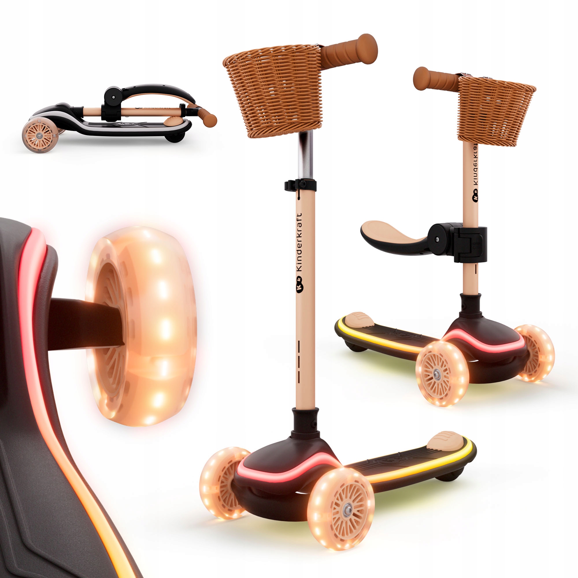 Hulajnoga Trójkołowa Led Balansowa z Siedziskiem Raket Up Kinderkraft