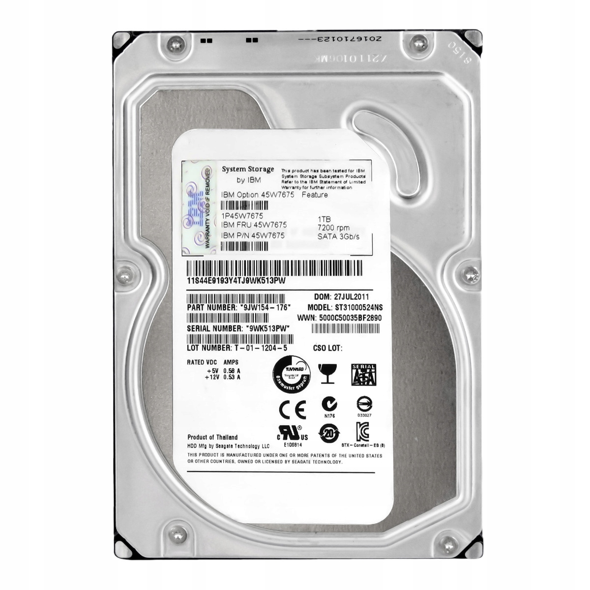 Ibm 45W7675 1TB 7.2K 32MB Sata II 3.5'' ST31000524NS