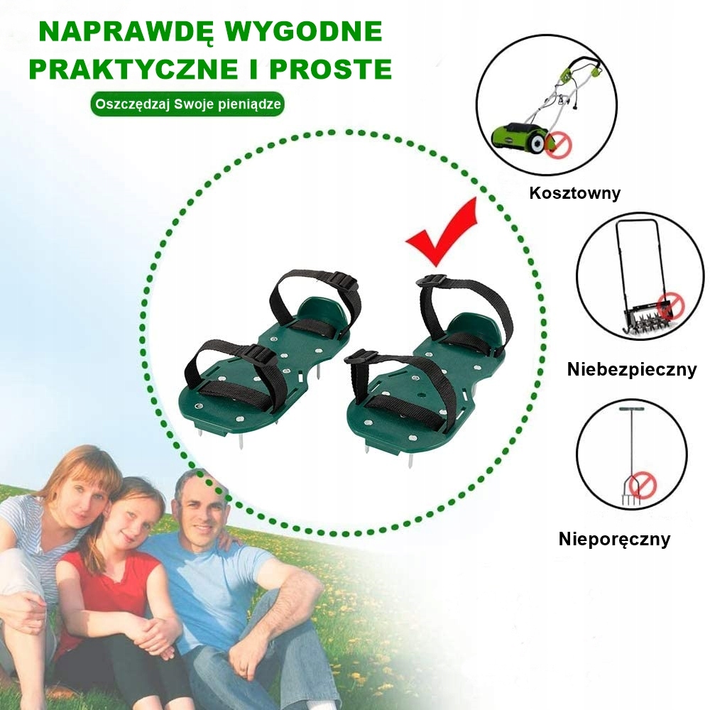 AERATOR DUŻE KOLCE BUTY DO NAPOWIETRZANIA AERACJA DO TRAWNIKA TRAWY OGRODU Seria AERATOR DO NAPOWIETRZENIA GLEBY TRAWY