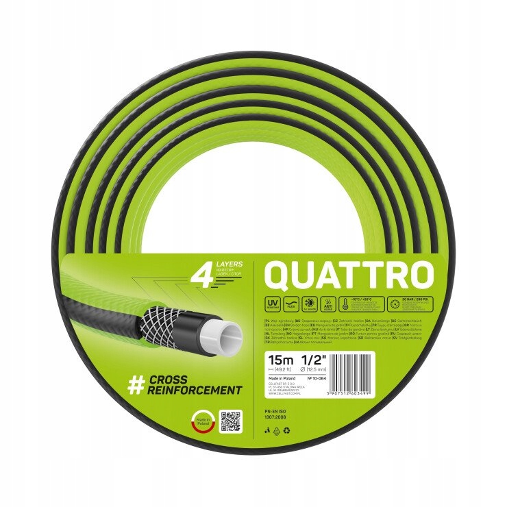 

Wąż ogrodowy 1/2 15m Cellfast Quattro 10-064