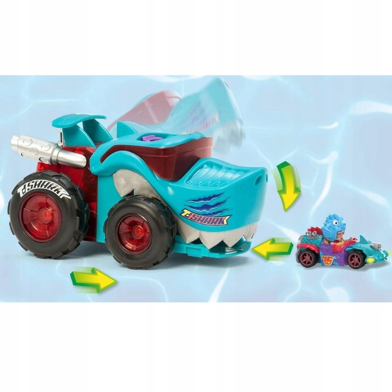T-RACERS T-SHARK MEGA WHEELS REKIN WYRZUTNIA SAMOCHODÓW + AUTKO I KIEROWCA Model auto