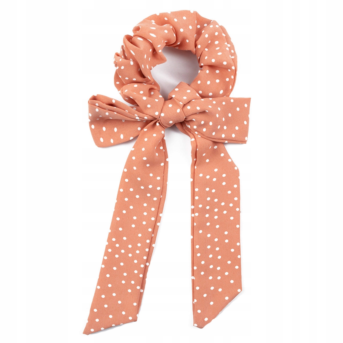 

Gumka do włosów Scrunchie kokarda Długa w kropki
