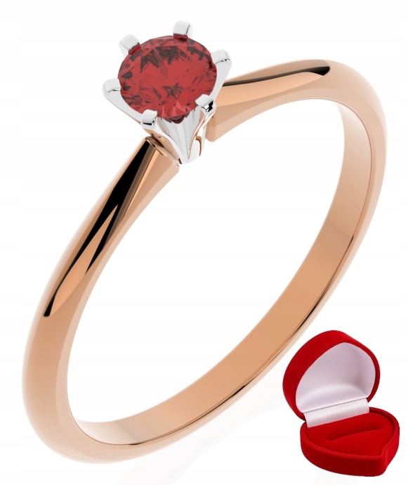 Zlatý Prstýnek 585 14k Rubín 0,24 ct Růžové Zlato R9