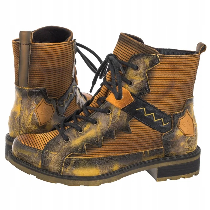 Boty Kotníkové Boty Kožené Dámské Maciejka Žluté 06558-07/00-8