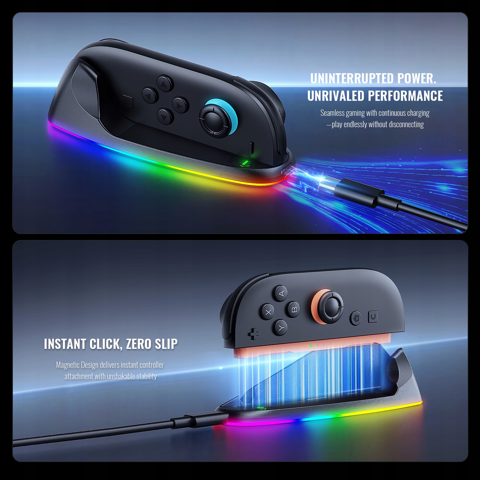 Adapter Gaekol do Joy-Con z podświetleniem RGB i funkcją ładowania