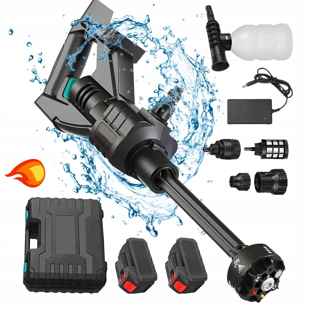 Tlaková Myčka 55 Bar, Multifunkční Akumulátorová Tryska 2X Aku 21V 3AH