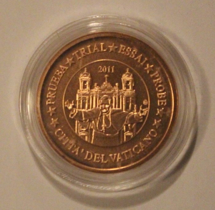 WATYKAN 2011 1 EURO CENT BENEDYKT XVI - SPECIMEN - PRÓBA, RZADKOŚĆ
