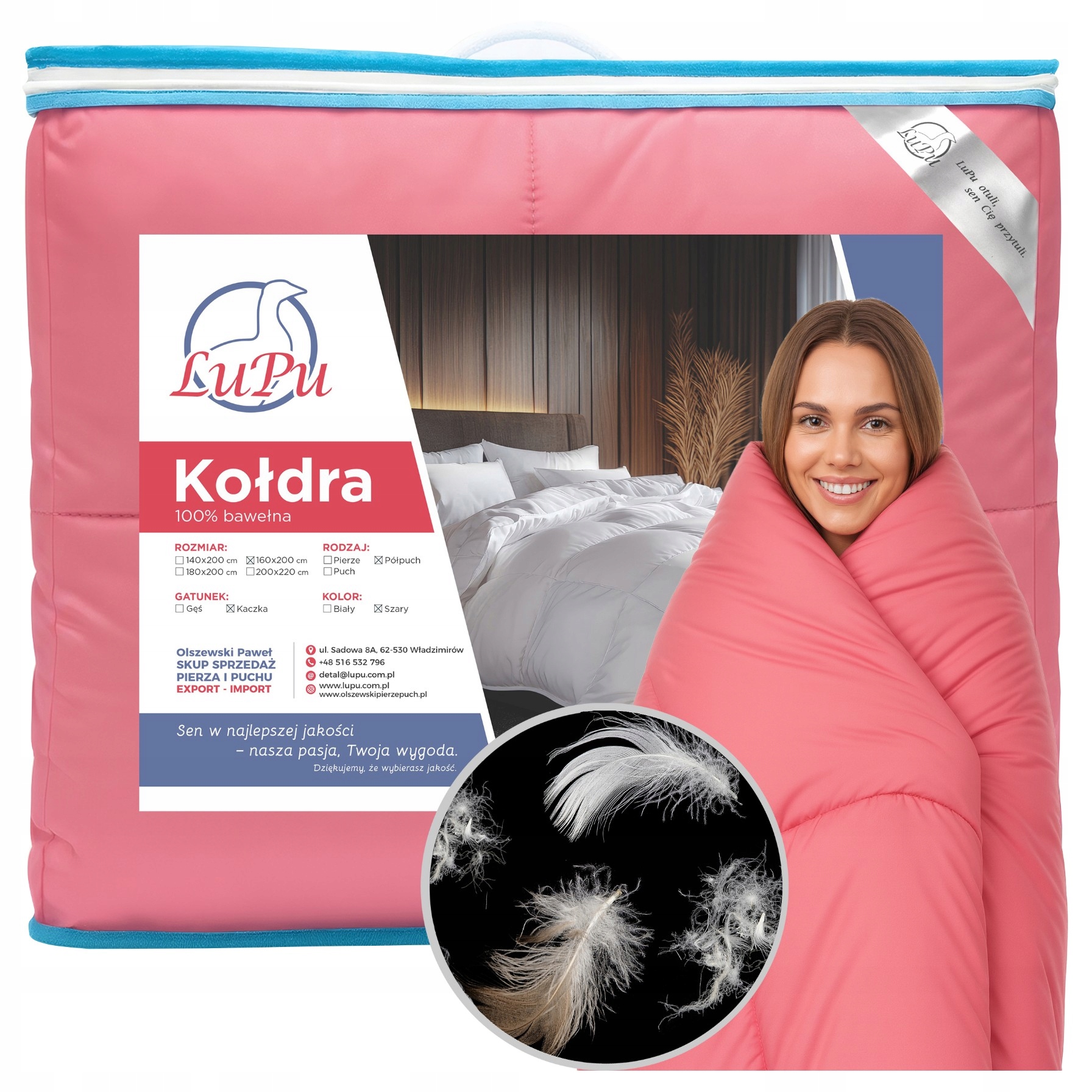 Páperová prikrývka 160x200 celoročná antialergická Kačicová Polička Ružová Lupu