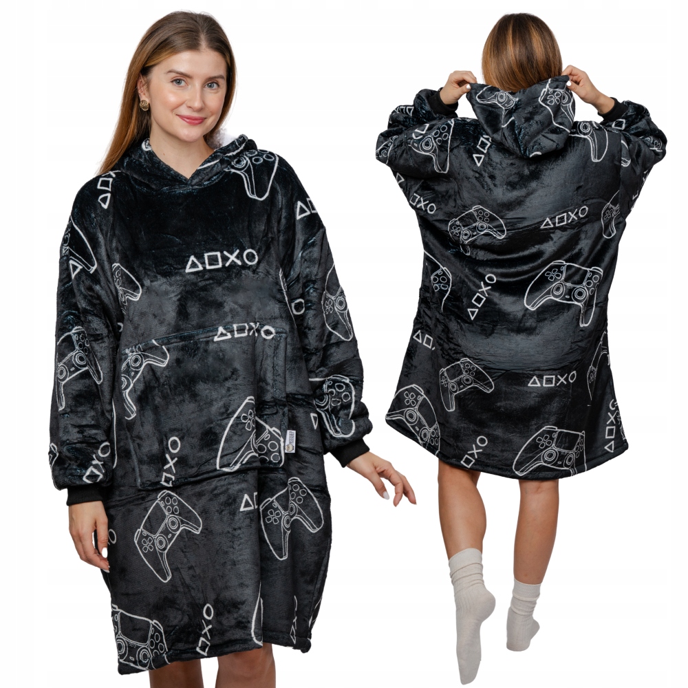 Koc oversize mikina Silná Mikinová Deka 2v1 XXL Vzor Pady Dárek pro hráče