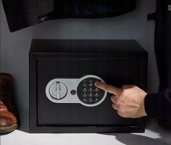 SEJF DOMOWY Z ZAMKIEM ELEKTRONICZNYM PÓŁKA KASA PANCERNA CZARNY + KOTWY Liczba półek 1