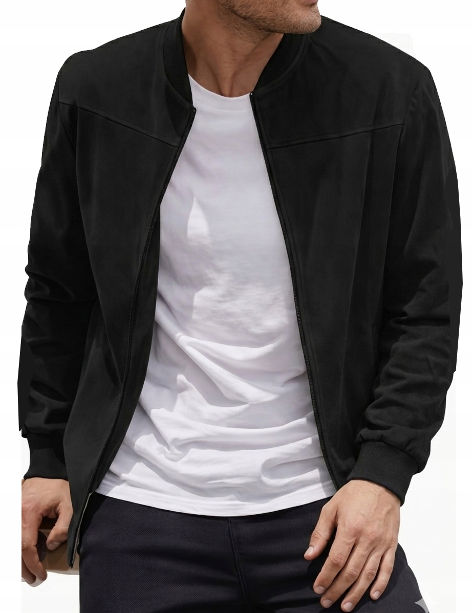 Kurtka Bluza Męska Narzuta Wiosenna Bomberka Przejściowa Czarna L 40