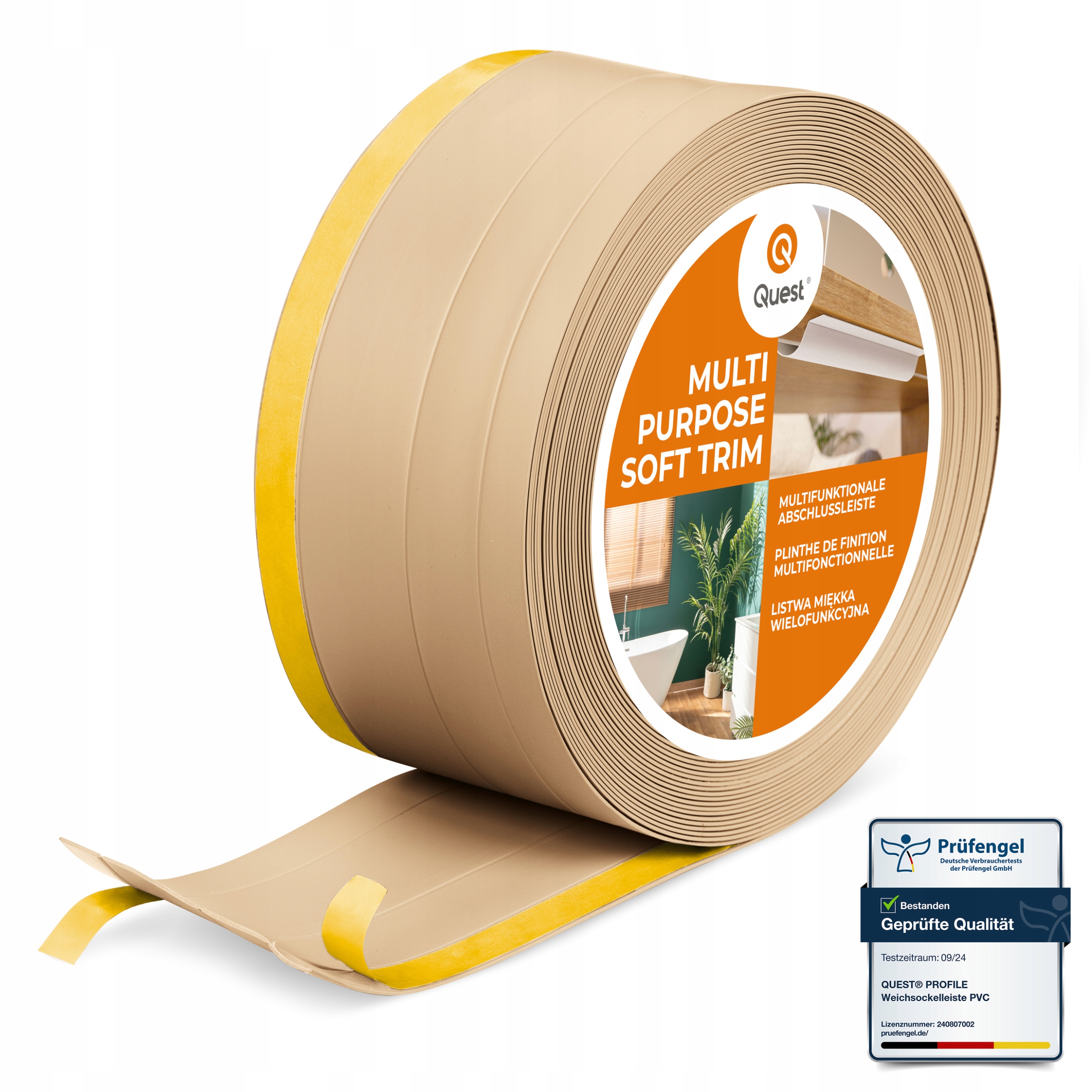 Pvc dokončovacia lišta 4in1 samolepiaca, piesková 120 mm, 20 m, W2