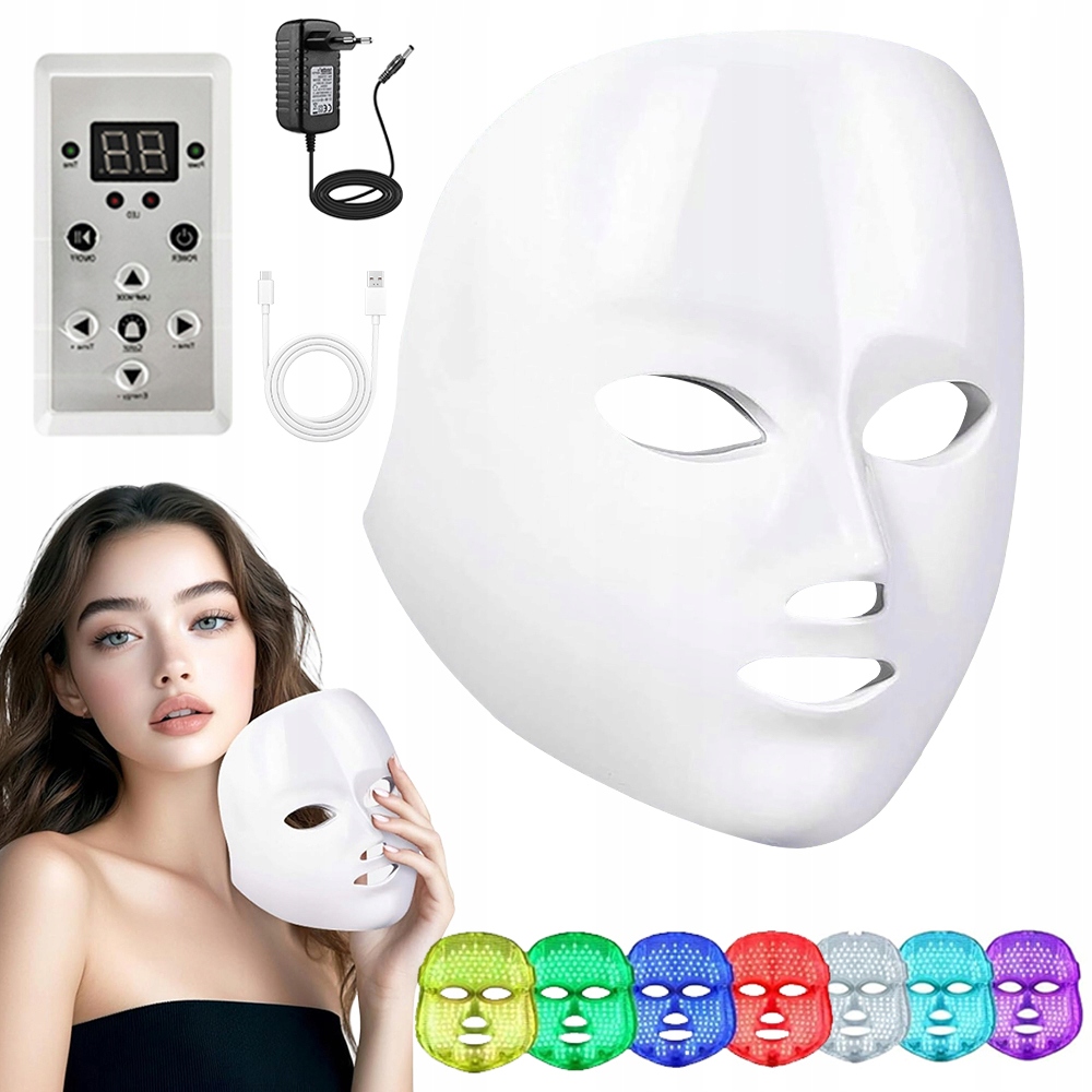Profesionální Led Maska Na Obličej S Dálkovým Ovládáním, 120 Diod, 7 Barev